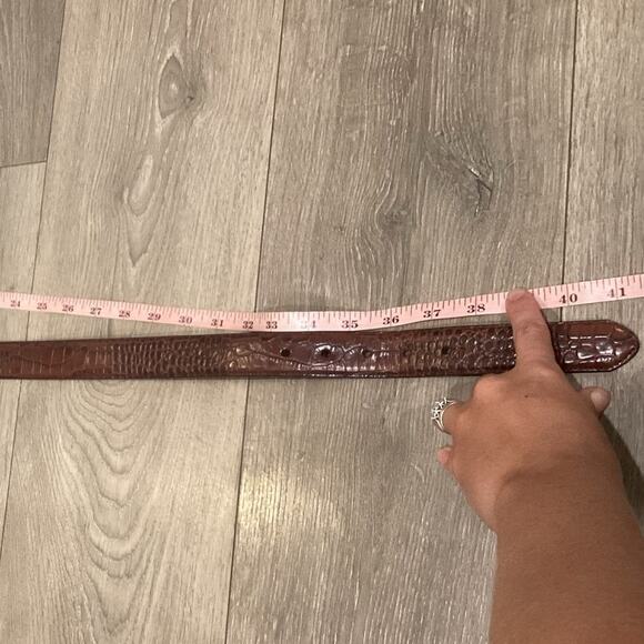 Polo Ralph Lauren Mens Alligator Leather Belt 34 In 85 CM Brown Classic Preppy - Picture 9 of 12